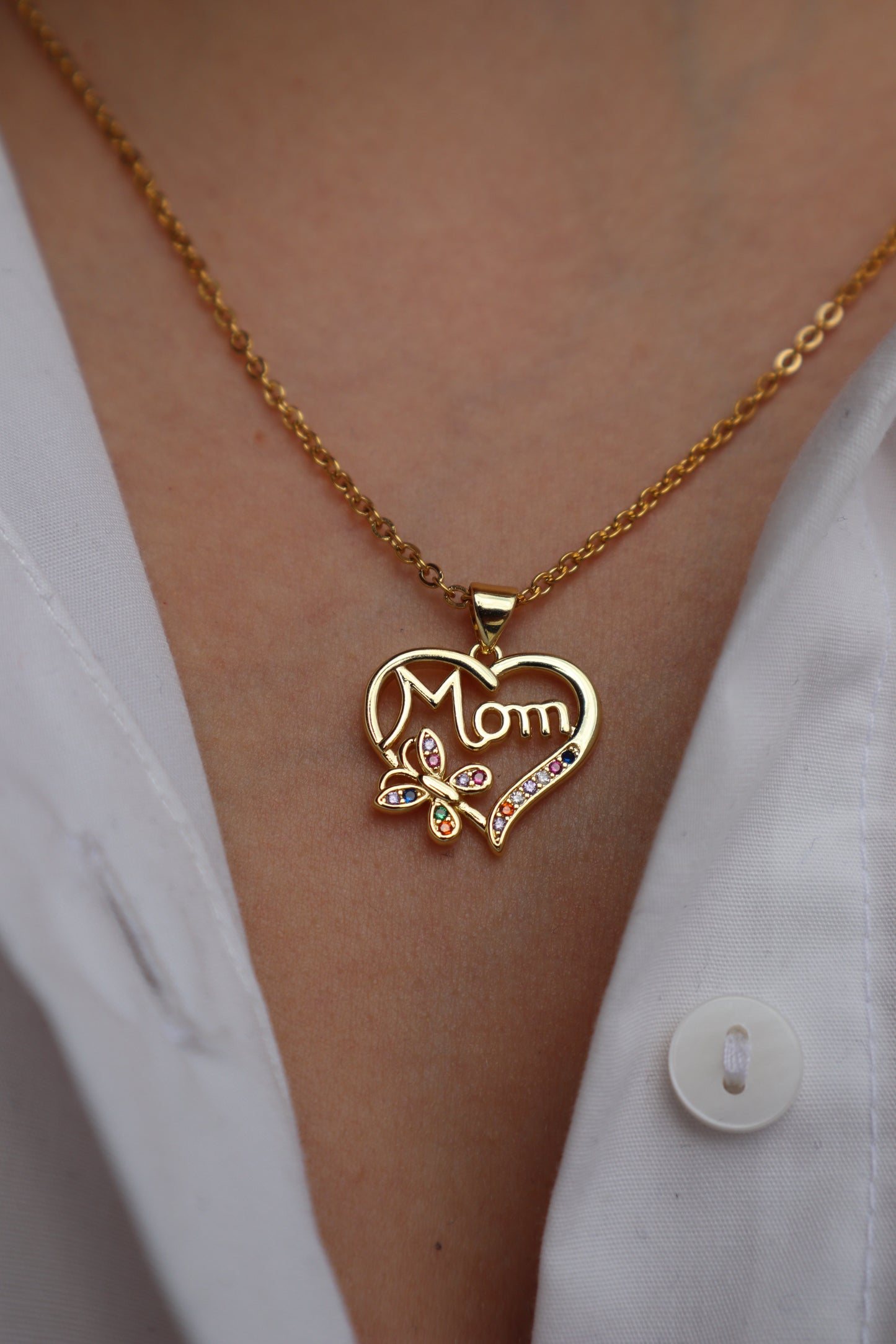 Colar Mom com brilhantes coloridos